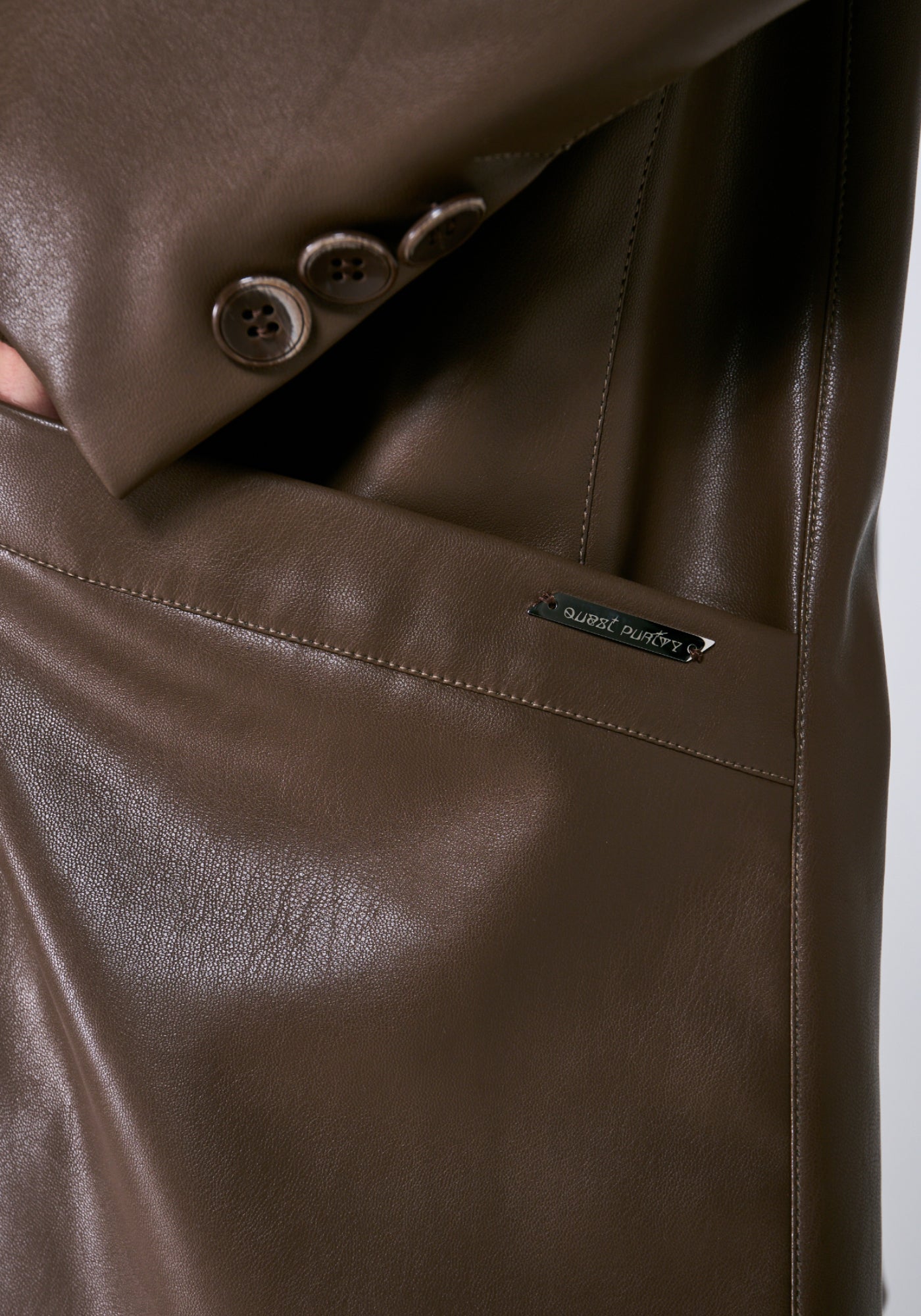 HAZELNUT OVERSIZED VEGAN LEATHER JACKET