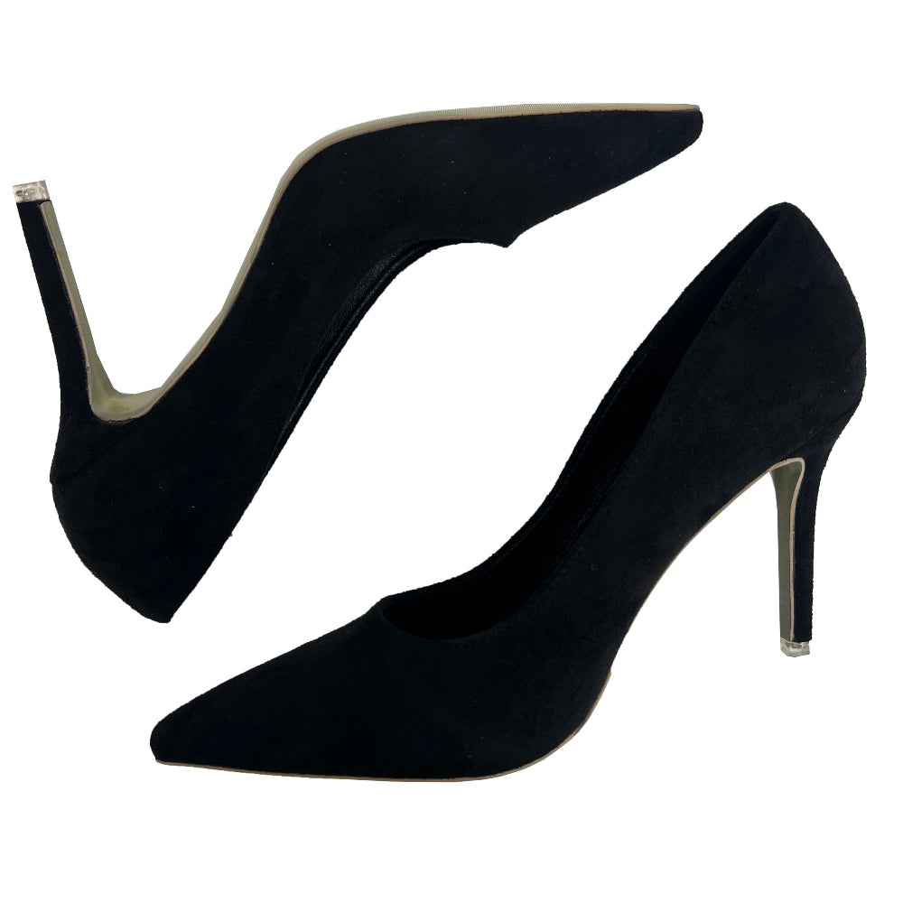 Classic Suede Stiletto High Heels (Black)