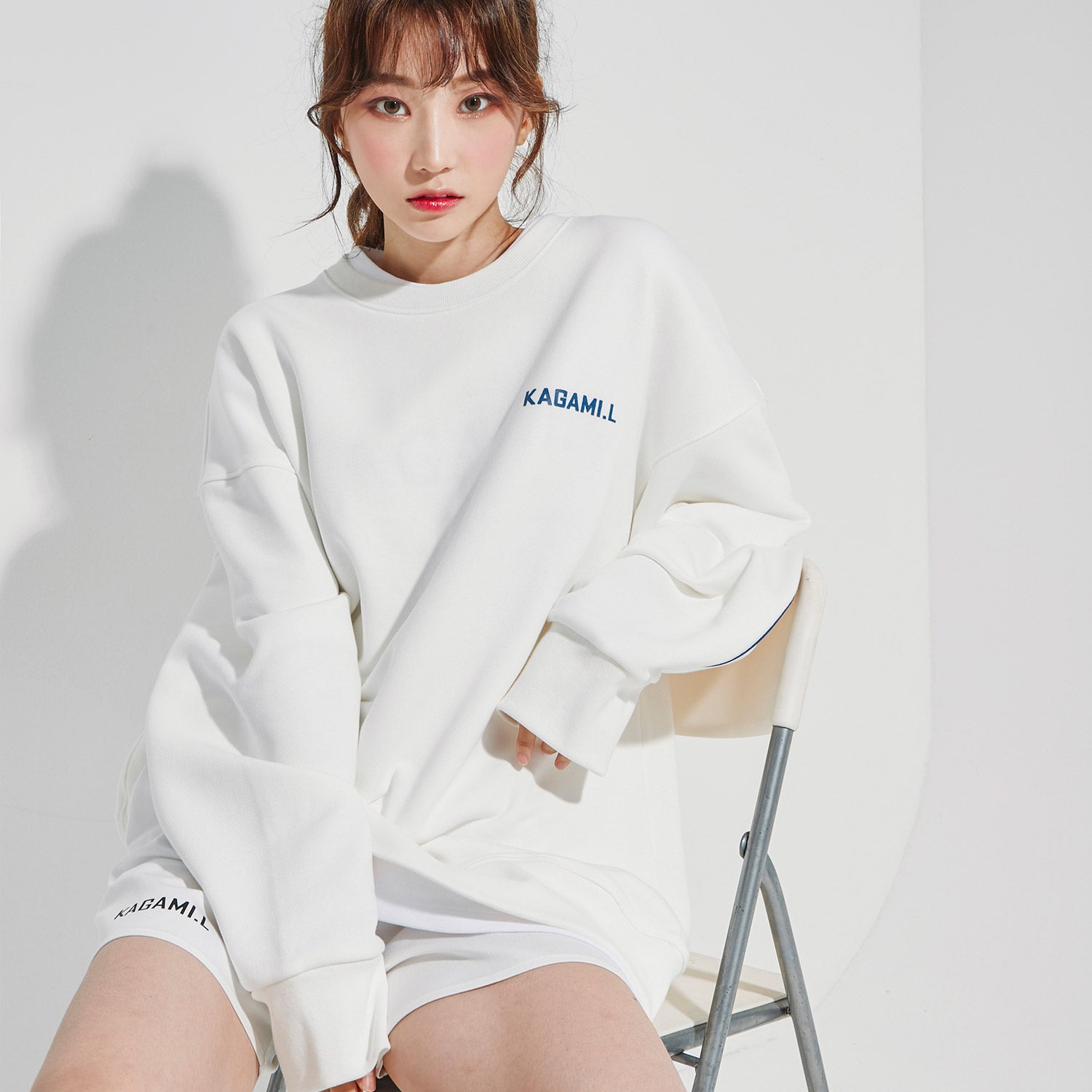 Oversize Back Line Sweat shirt White