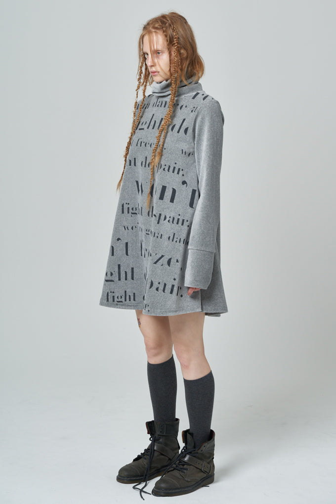 Printed velour dress_gray