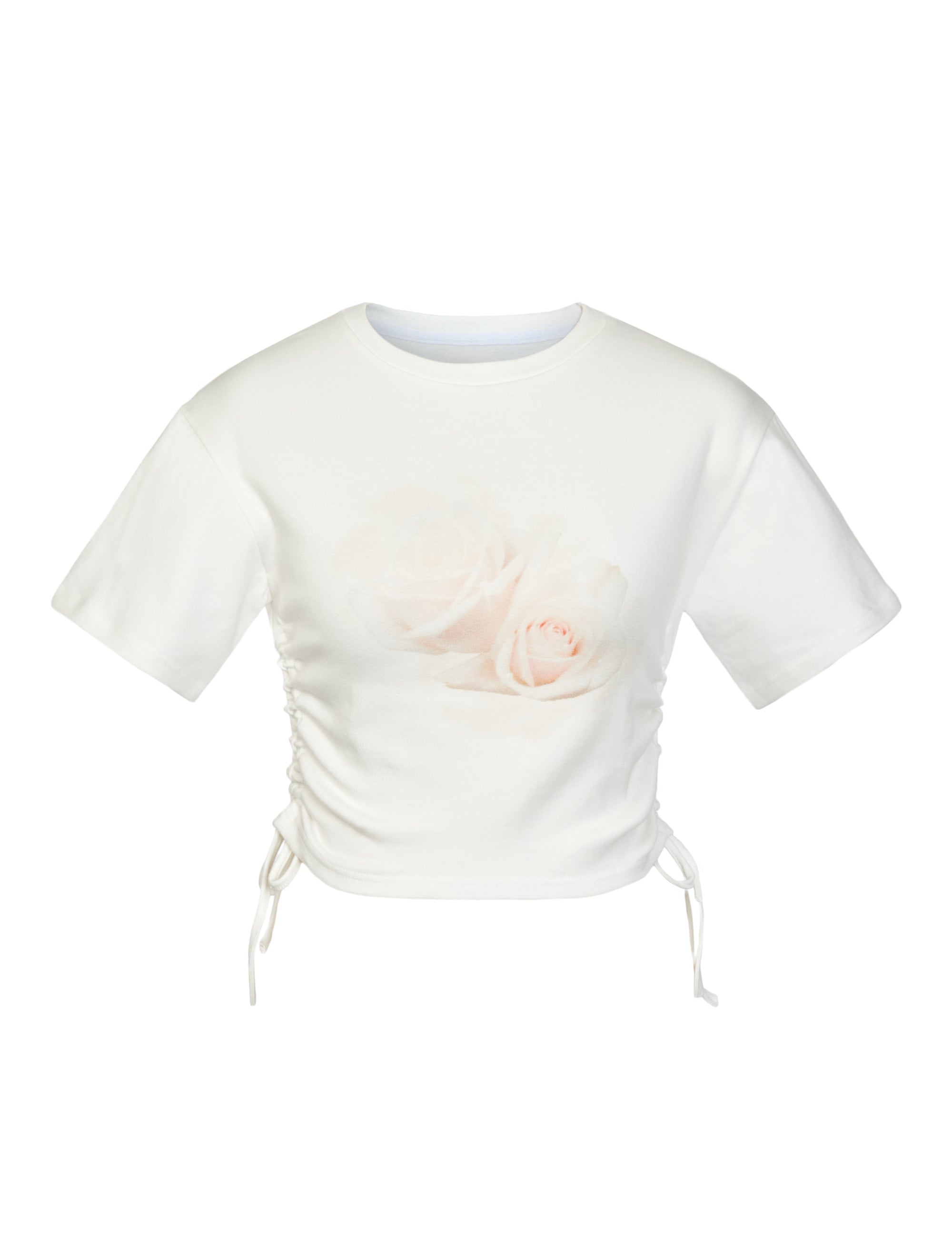 Rose Shirring T-shirt (WHITE)