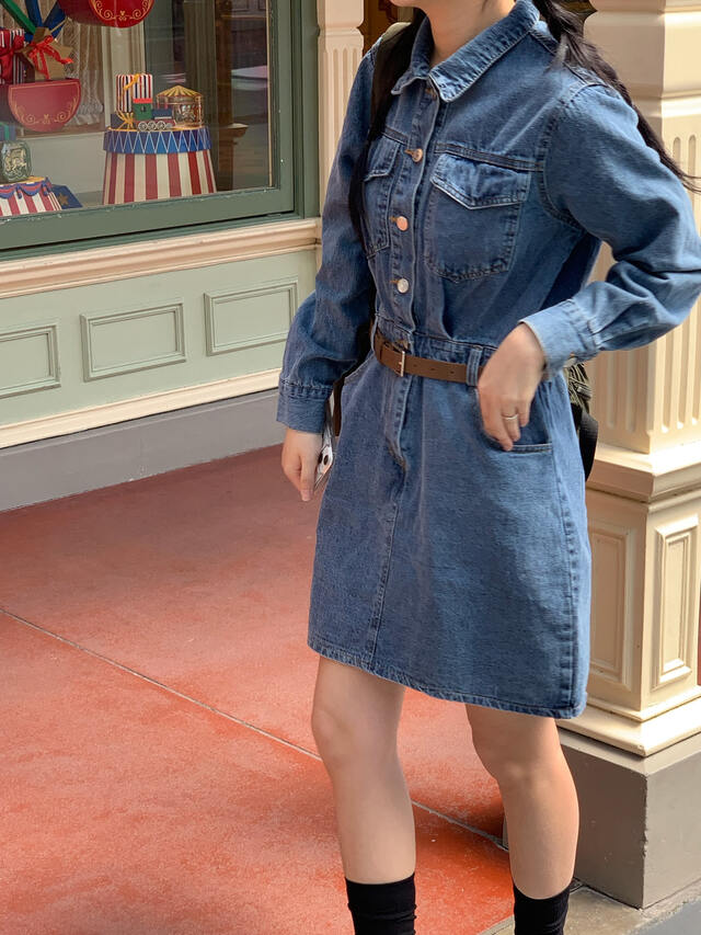 denim collar dress