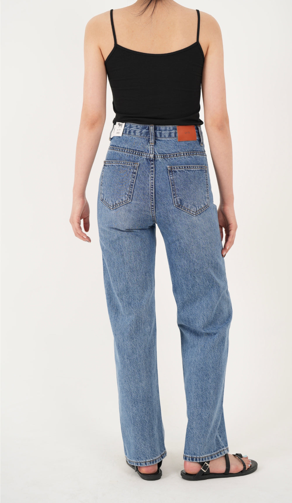 CARD POCKET MEDIUM BLUE STRAIGHT DENIM PANTS [16626]