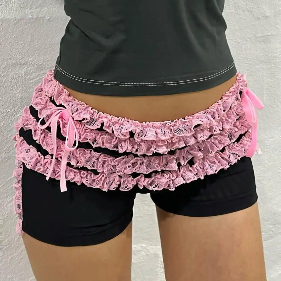 Ribbon ruffle short-PT