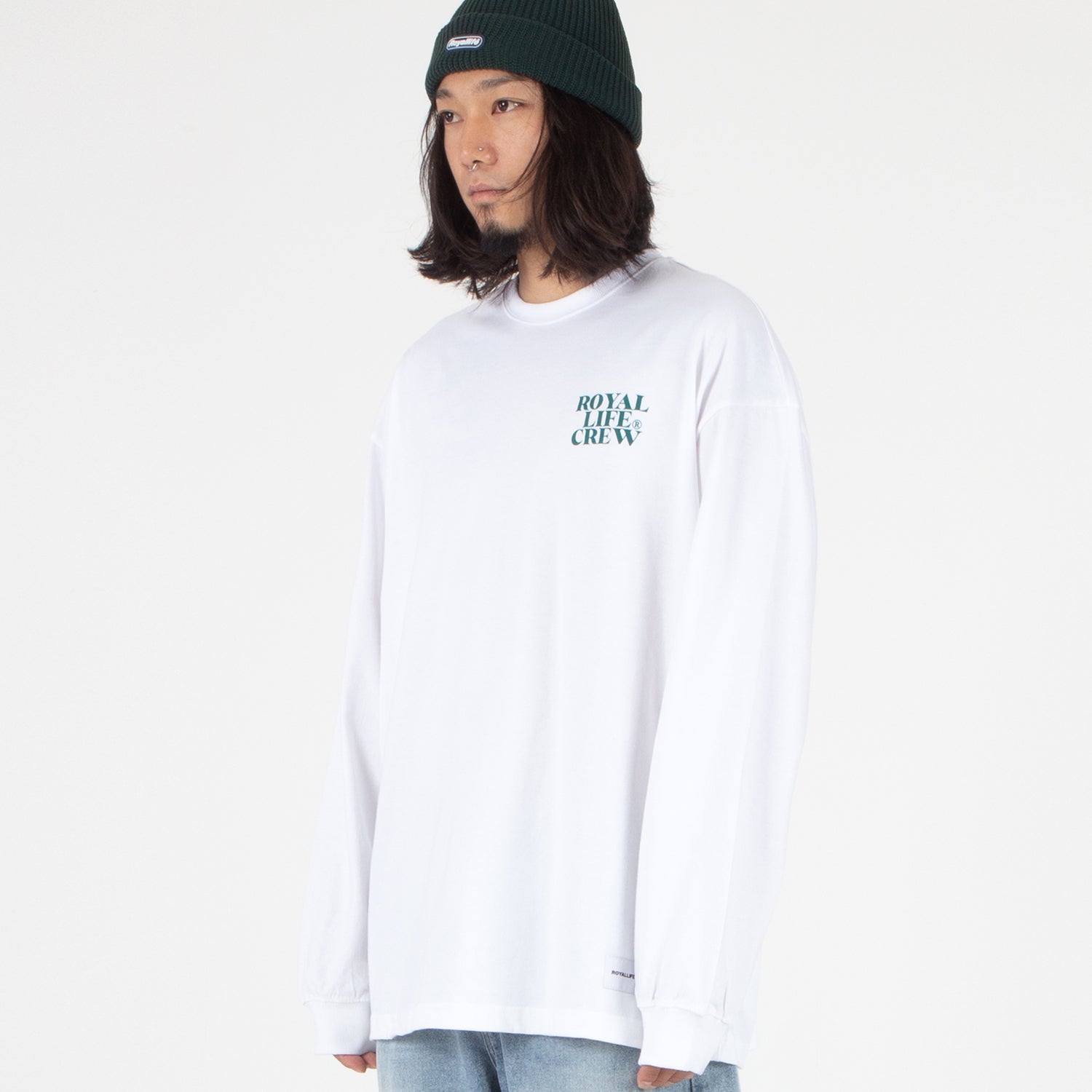 RLLR1102 Crew Back Logo Long Sleeve - White