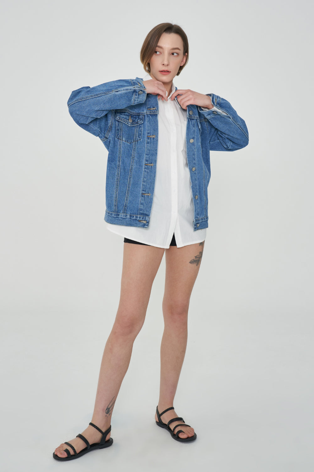 SEMI OVER FIT BELT SET DENIM JACKET [1000]