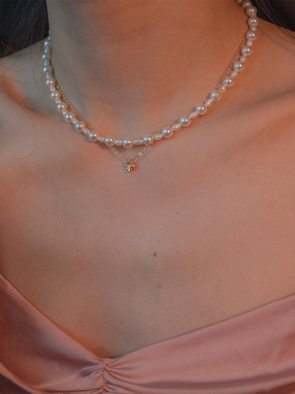 [Penthouse-Hanjihyun] Little star and pearl layered necklace