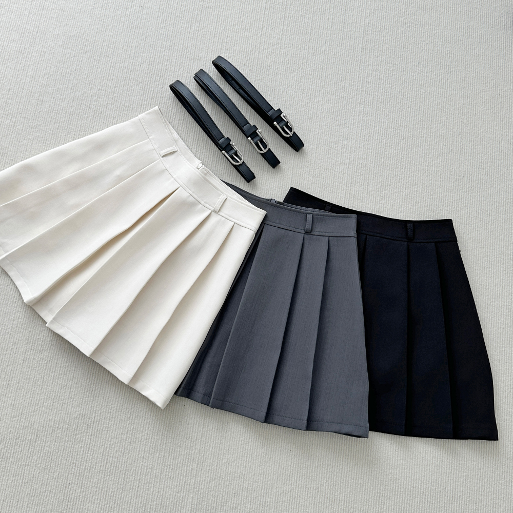 [Belt set] Roache Pleats Mini Skirt