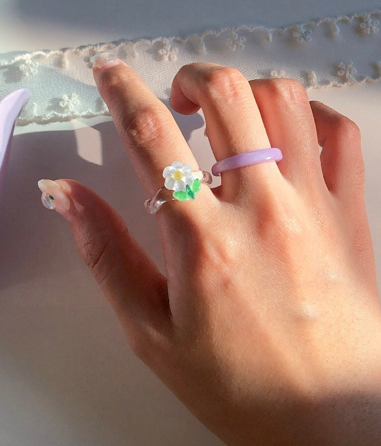 Pastel Flower Acrylic Rings (2 colors)