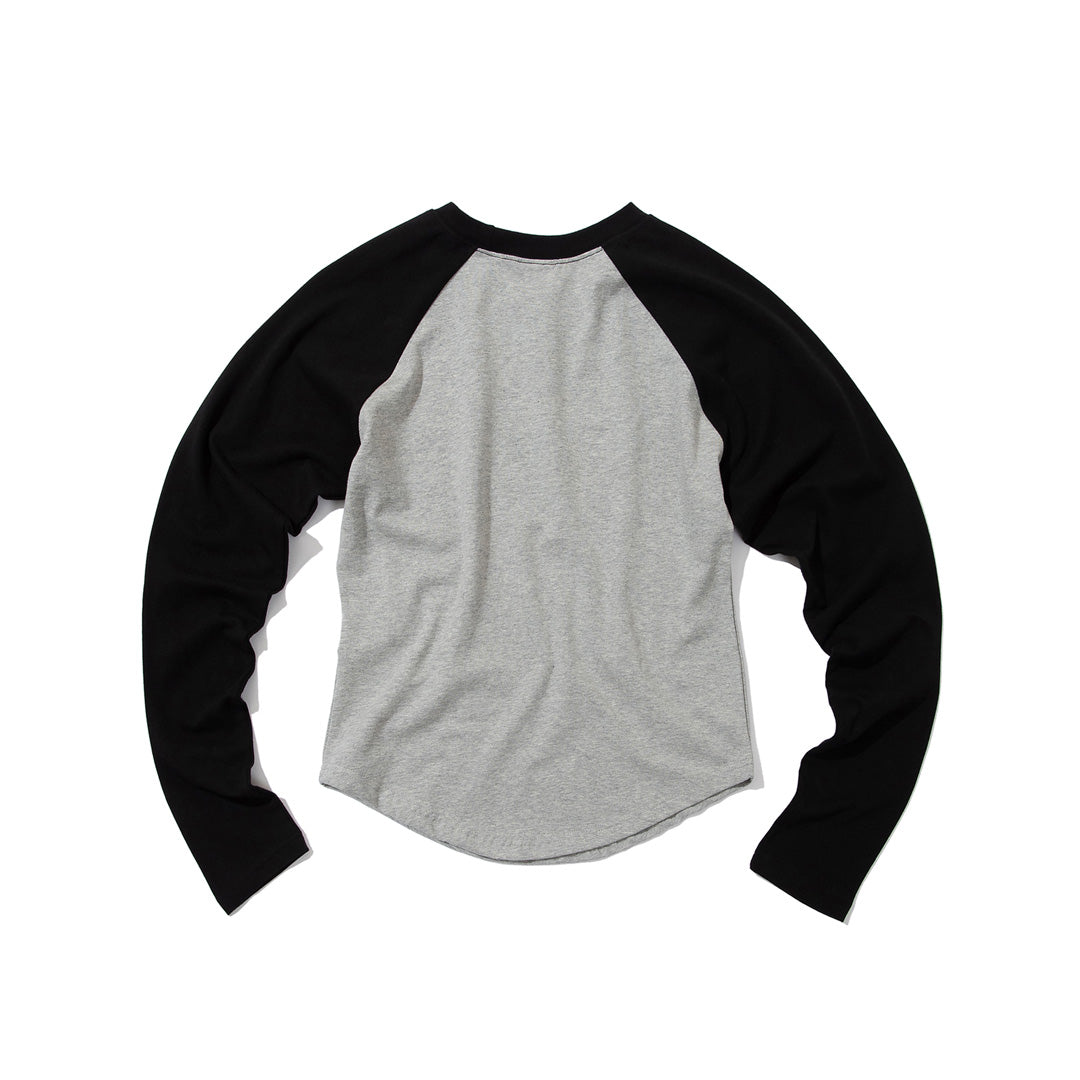 A MOTORCYCLE GIRL Raglan long-sleeved (GRAY)