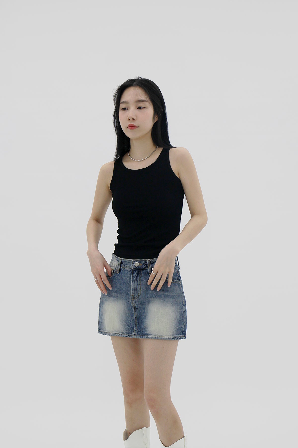 Low Rise Jean Jean Skirt