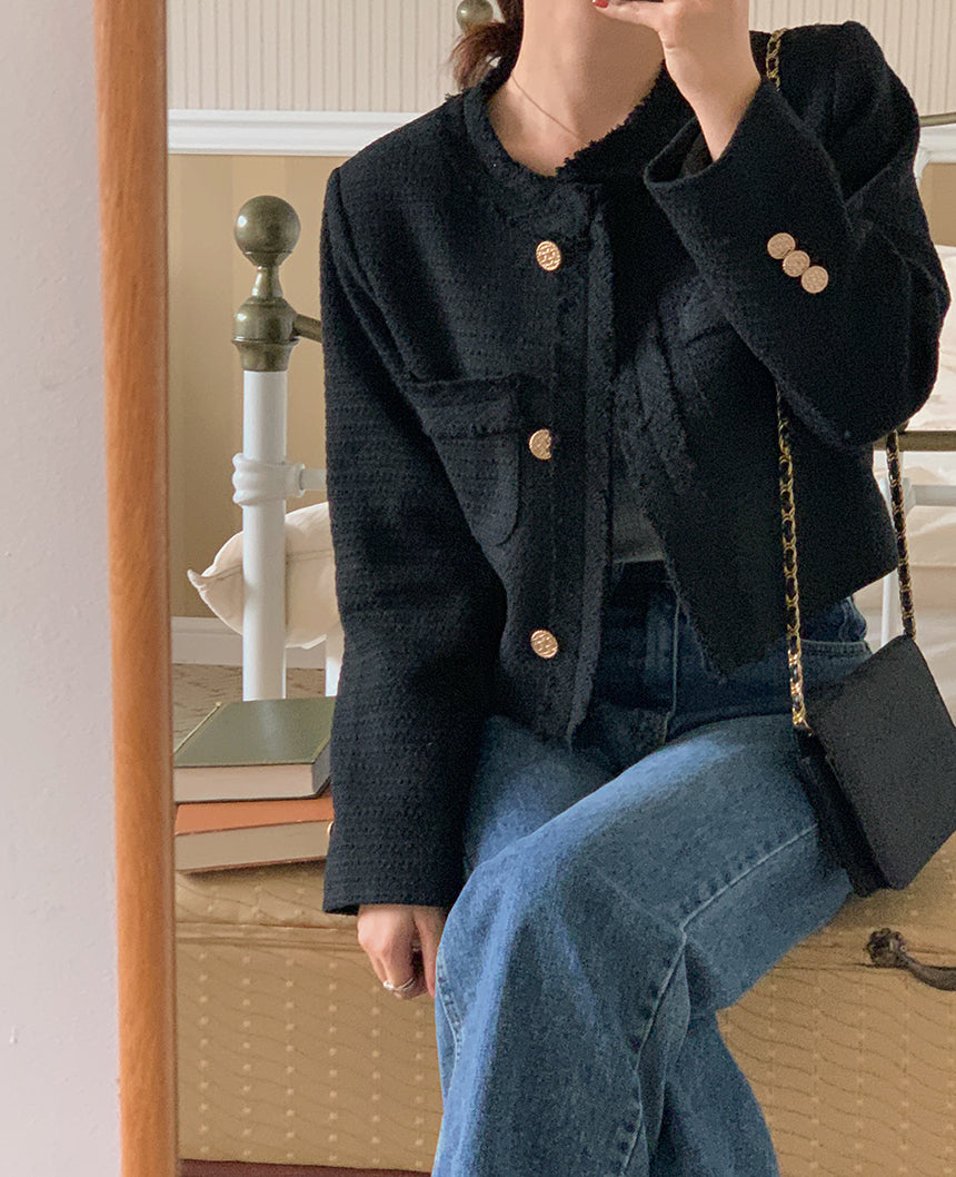Klei tweed Vintage Cropped Jacket