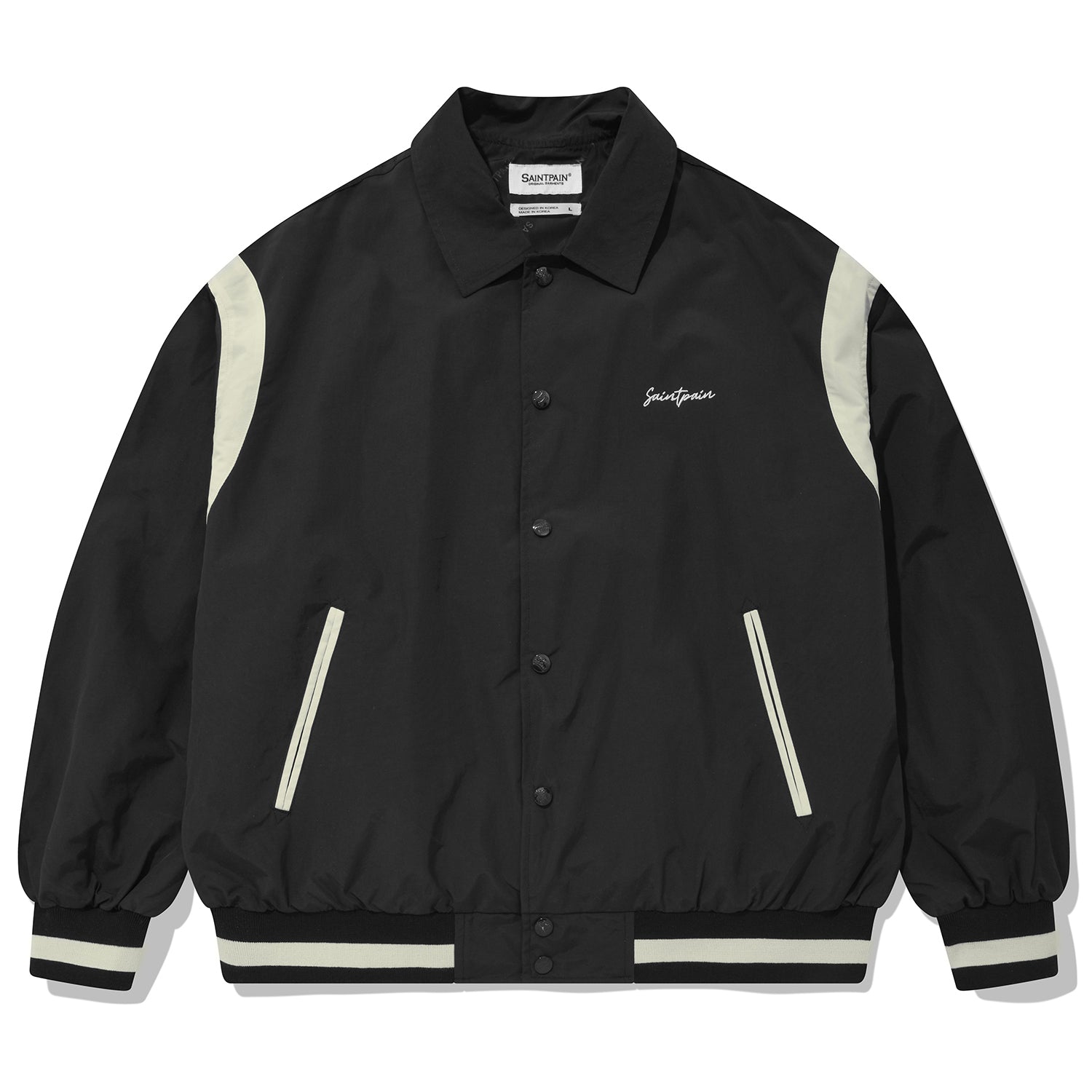 SP NYLON VARSITY JACKET-BLACK