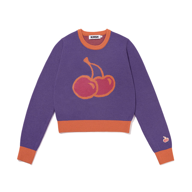 BIG CHERRY JACQUARD KNIT KS [PURPLE]