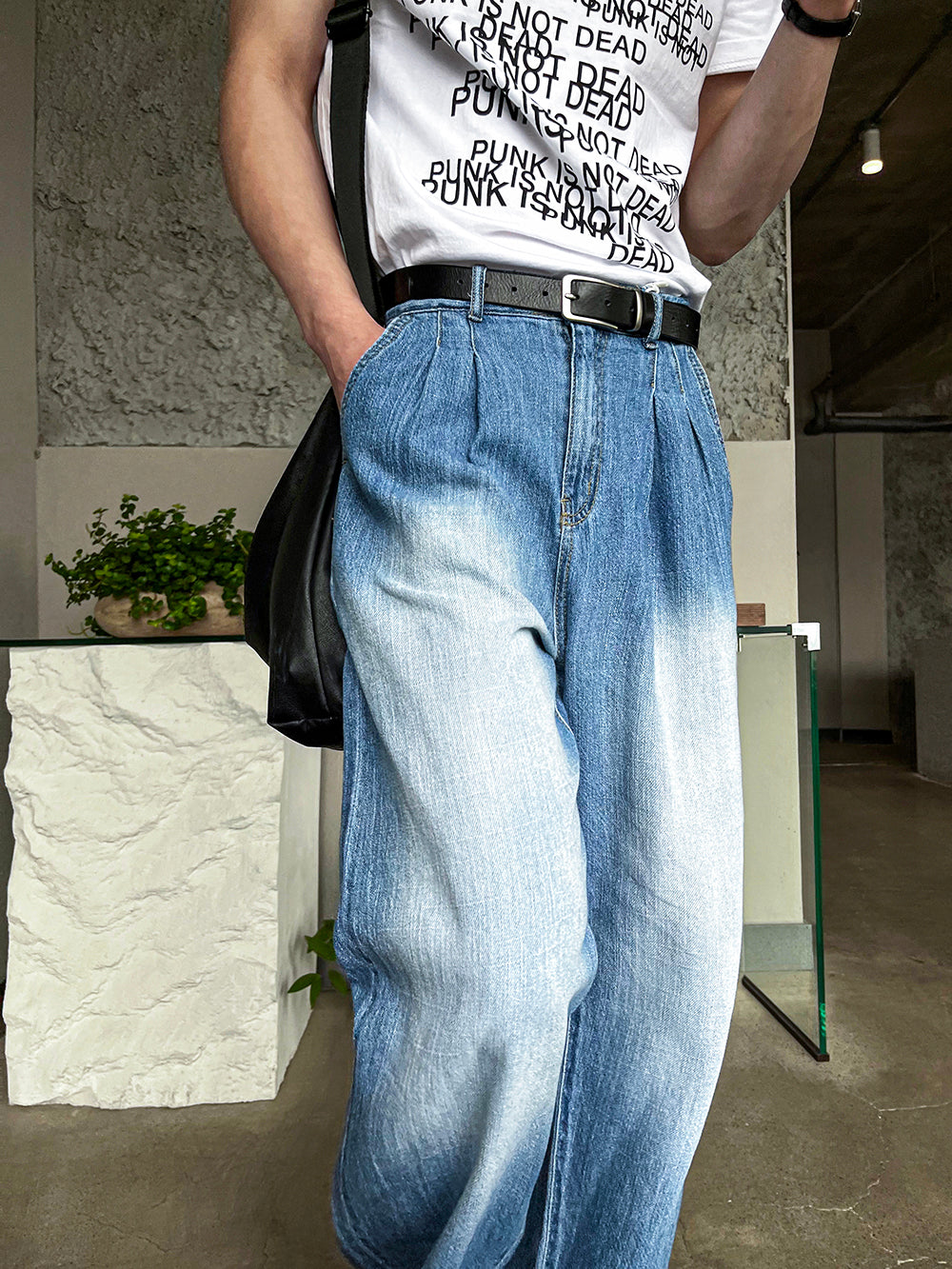 micro brush cool denim pants