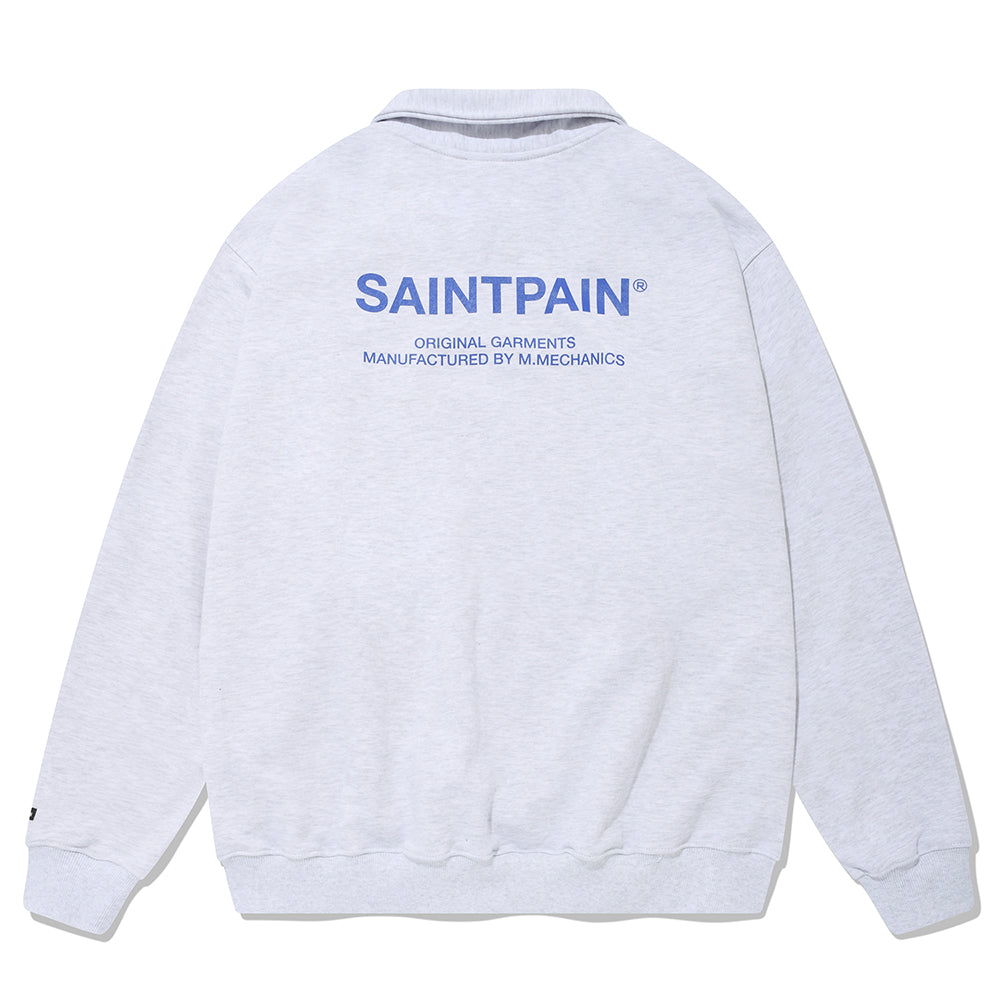 SP VRTN COLLAR HALF ZIP UP-ASH MELANGE