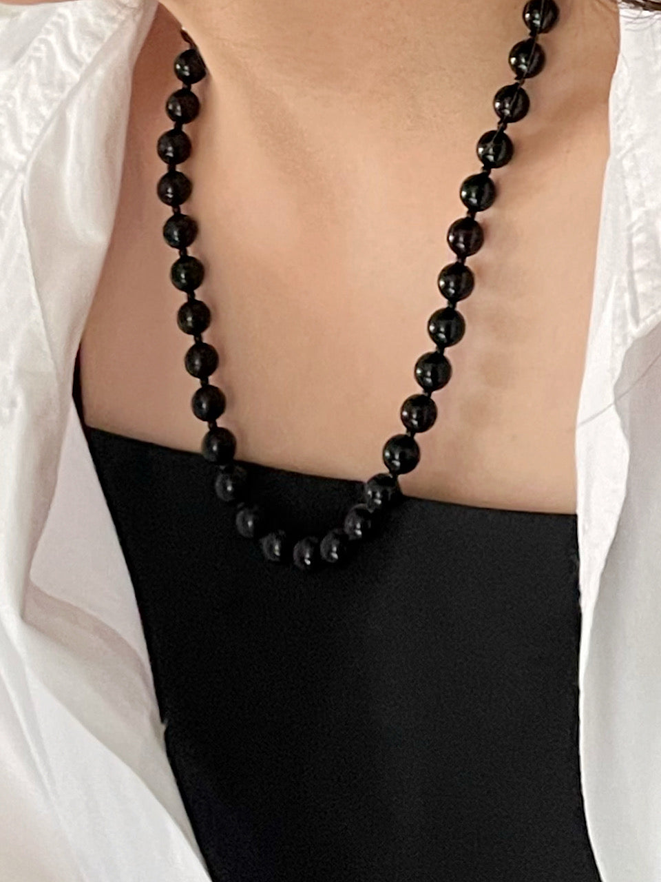 [Silver925] oar Classic 8mm Onyx Necklace [50cm]