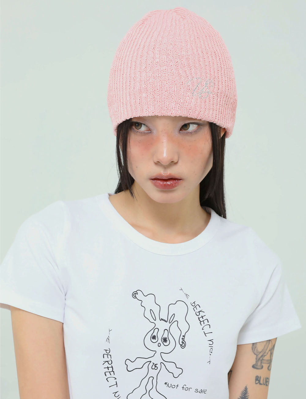 US BEADS SHORT BEANIE(PINK)