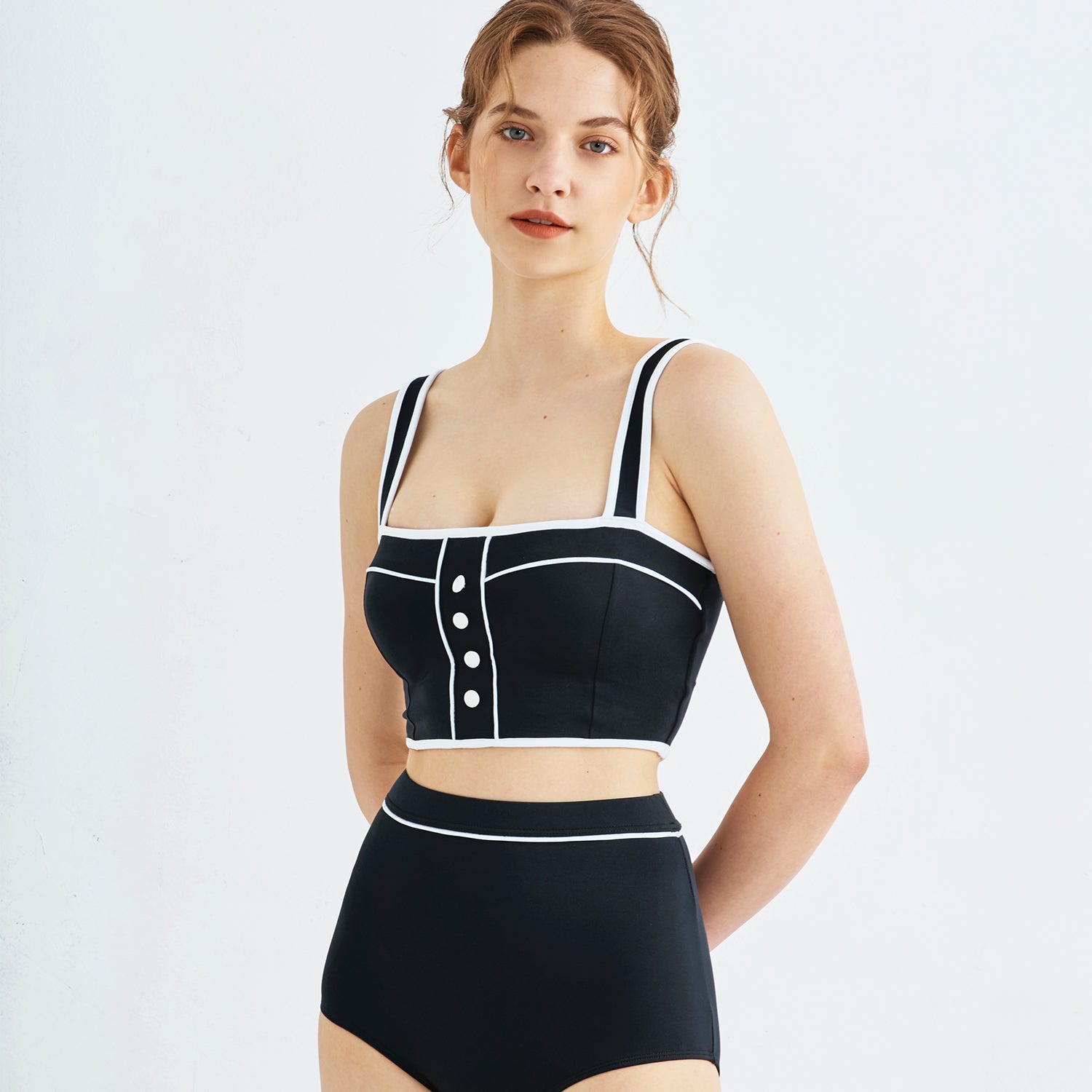 Le Mans Burton Bustier High Waist Bikini-Black