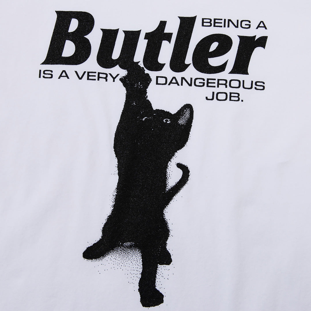 CAT BUTLER CROP T-SHIRT (WHITE)