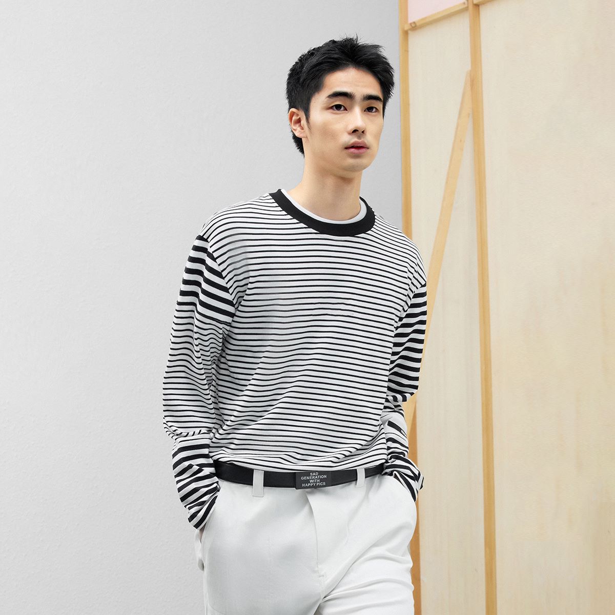 FMACM 23AW Striped Patchwork Long Sleeve T-Shirt