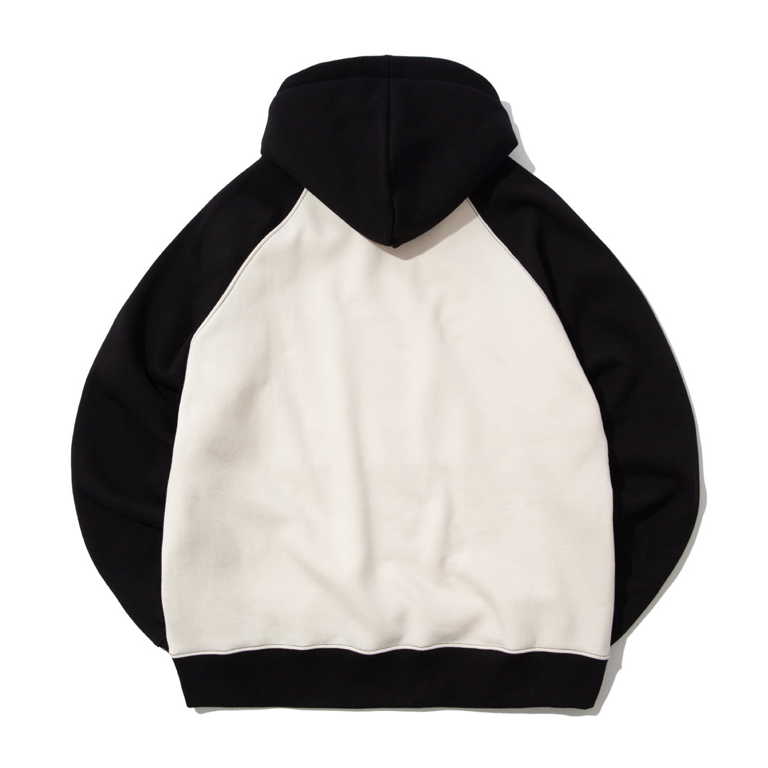 COZY CAT RAGLAN HOODIE (BLACK BEIGE)