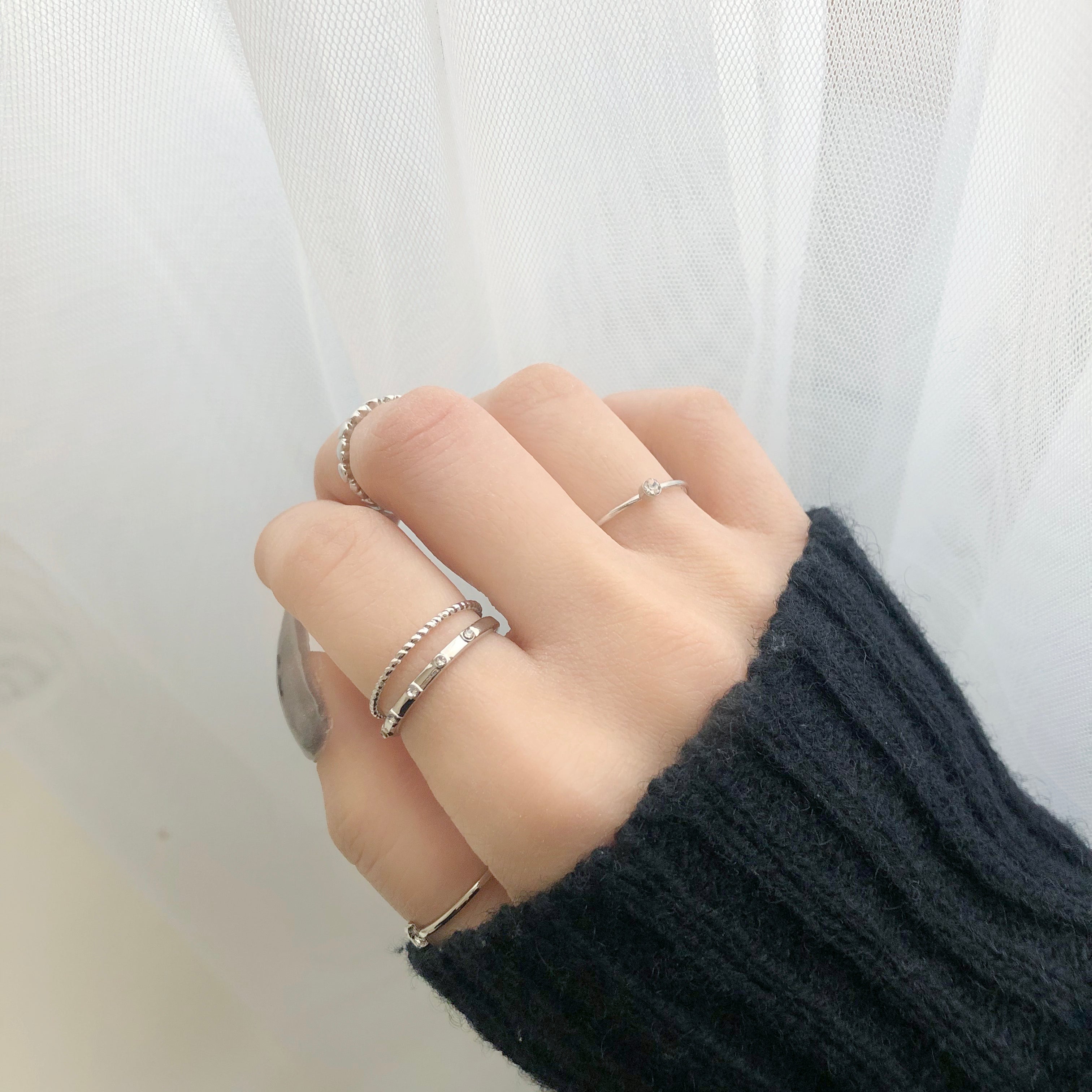 Mini Heart Layered Ring 10 Set (2 color)