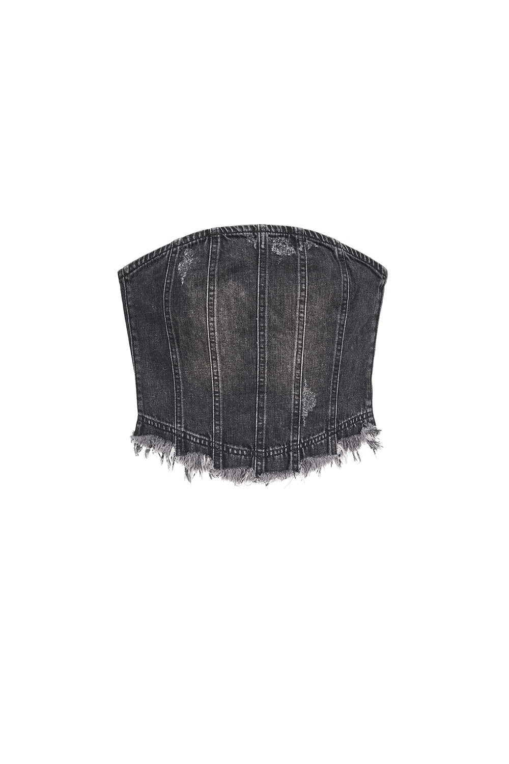 DENIM PANELLED TUBE TOP (BLACK)