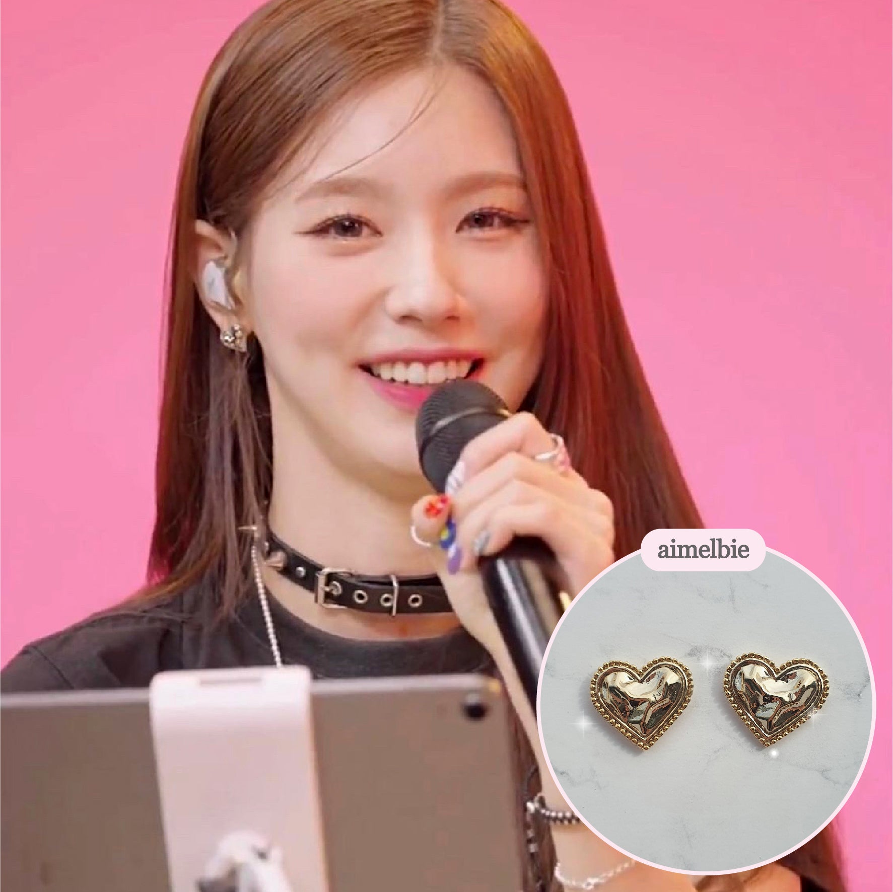  Gold Laced Hearts Piercing (G-idle Miyeon, IVE Yujin, Oh My Girl Seunghee, Arin, Hyojung Piercing)