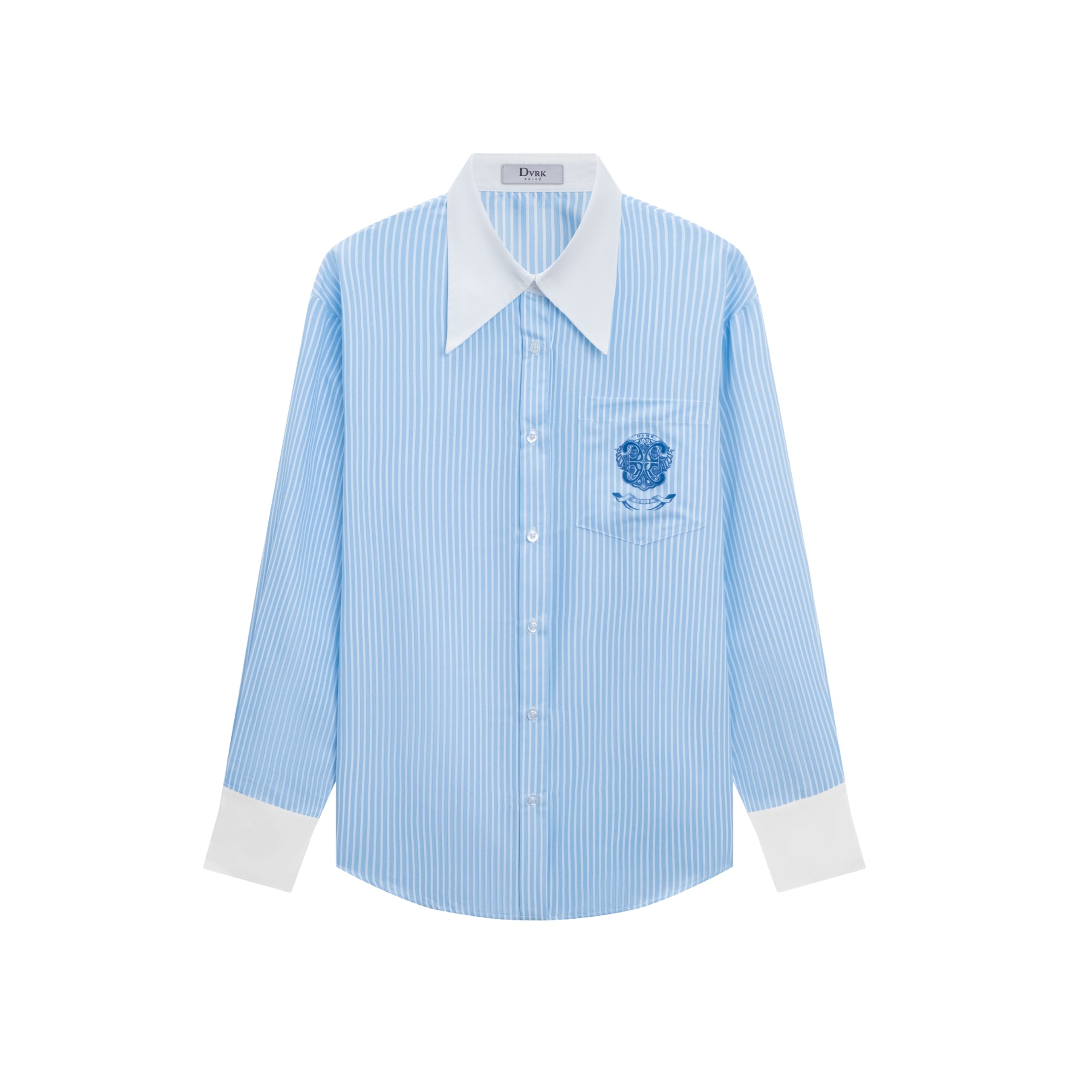 DVRK PRIVÉ LOGO STRIPED OVERSIZED SHIRT - BABY BLUE