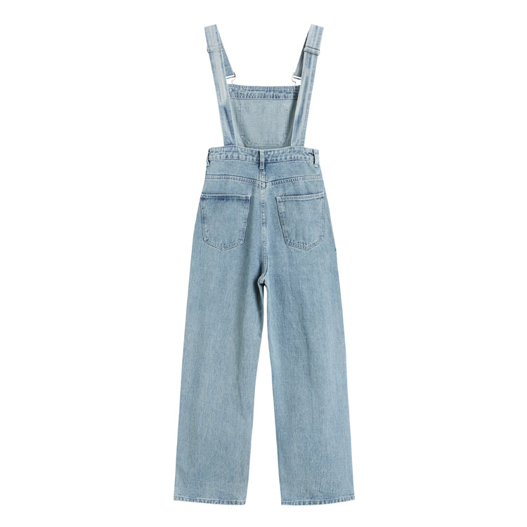 light blue denim overall pants