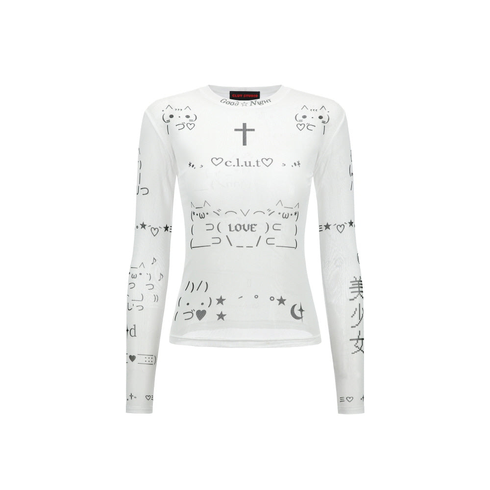 0 2 emoji mesh top - WHITE