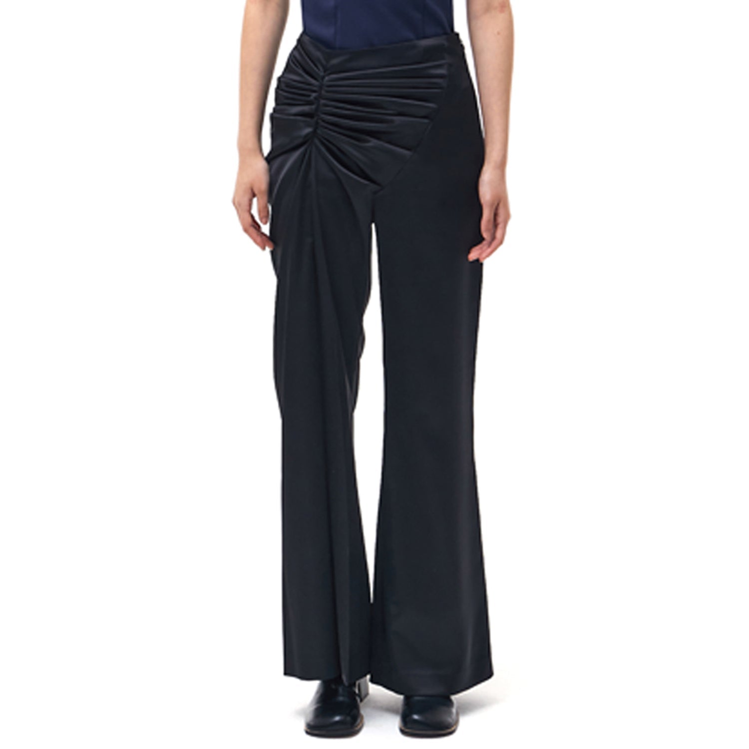 Satin Draped Trousers _ Black