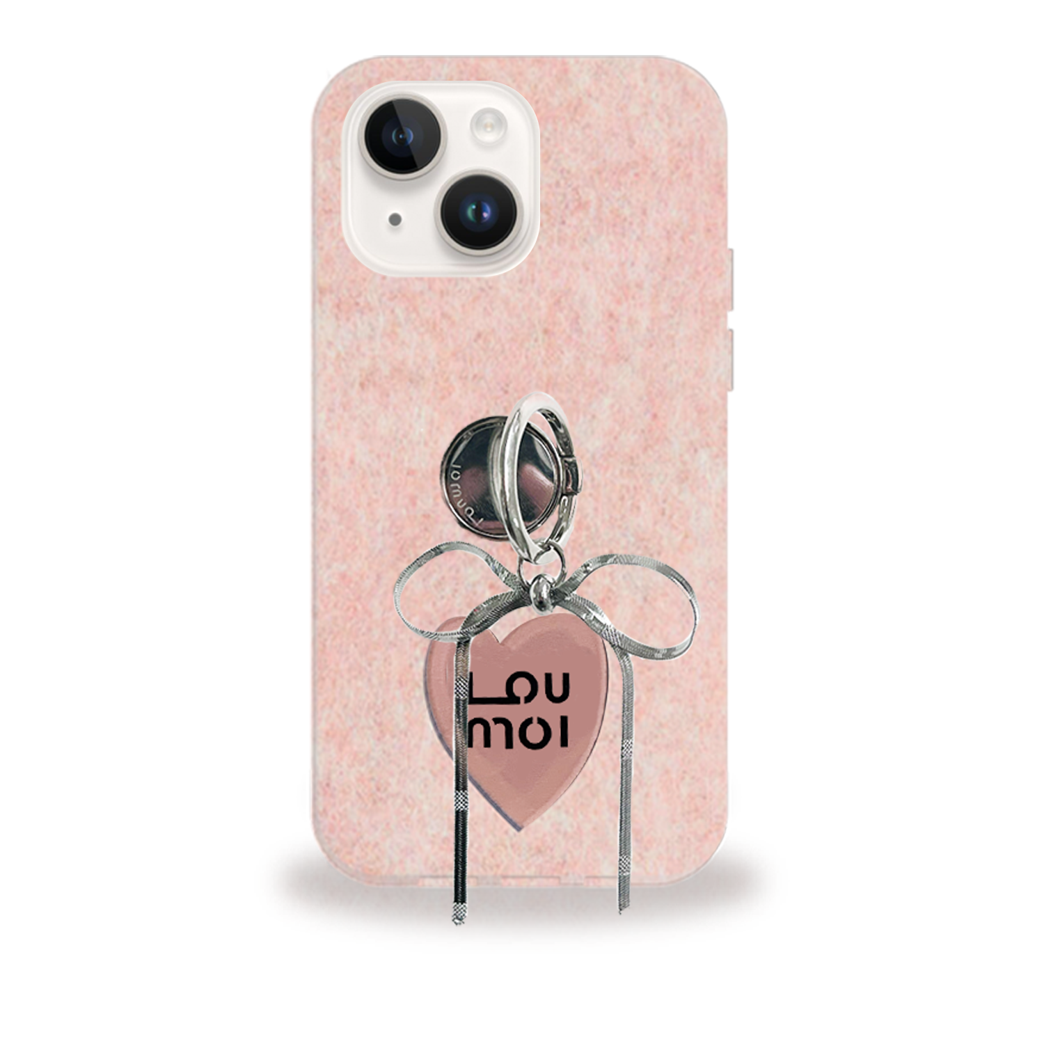 [SET] Present series KNIT LOVE : pink phonecase ( including silver ribbon ring tok) 