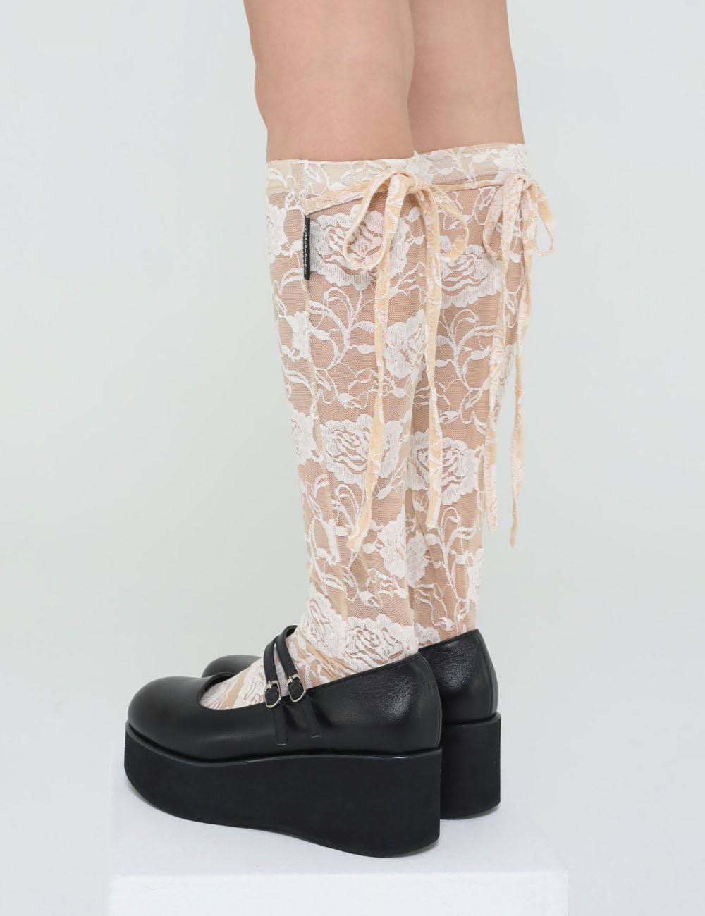 ROSE LACE LONG SOCKS(BEIGE)