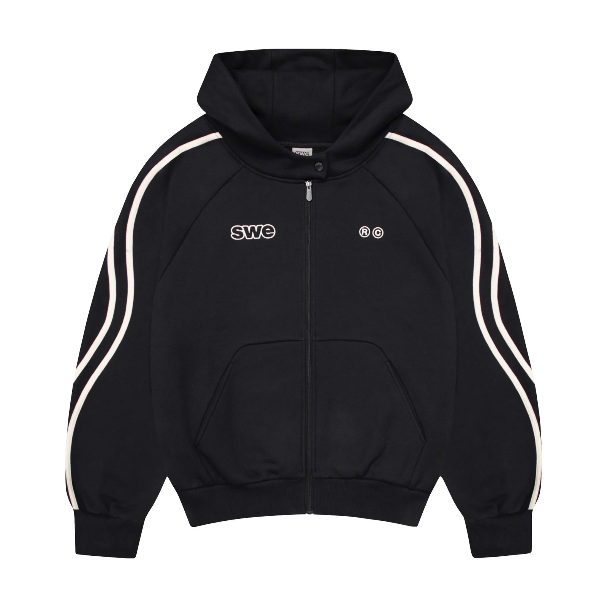 WAVELINES ZIP HOODIE - BLACK