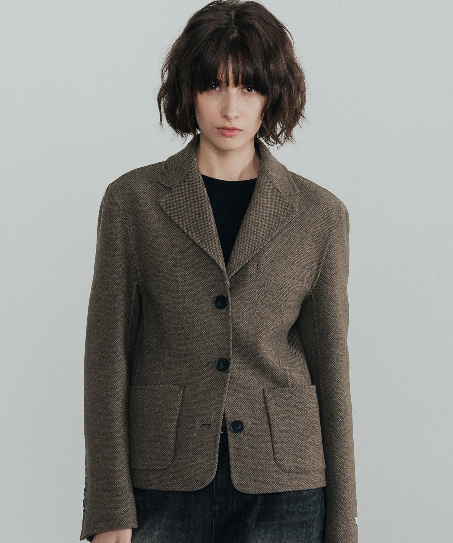 Happiness Handmade Herringbone Wool Jacket_Brown