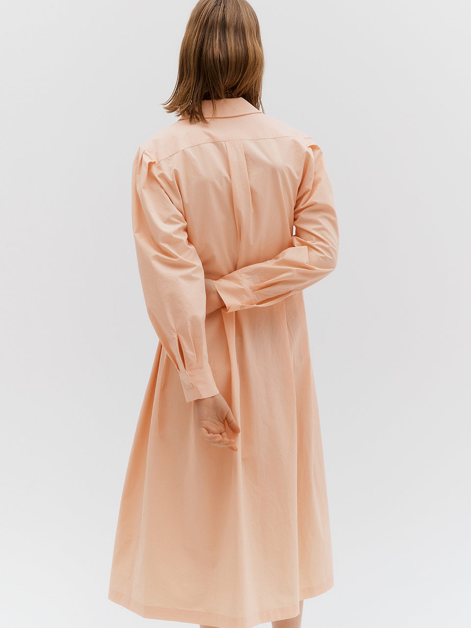 Pintuck cotton dress - Salmon pink