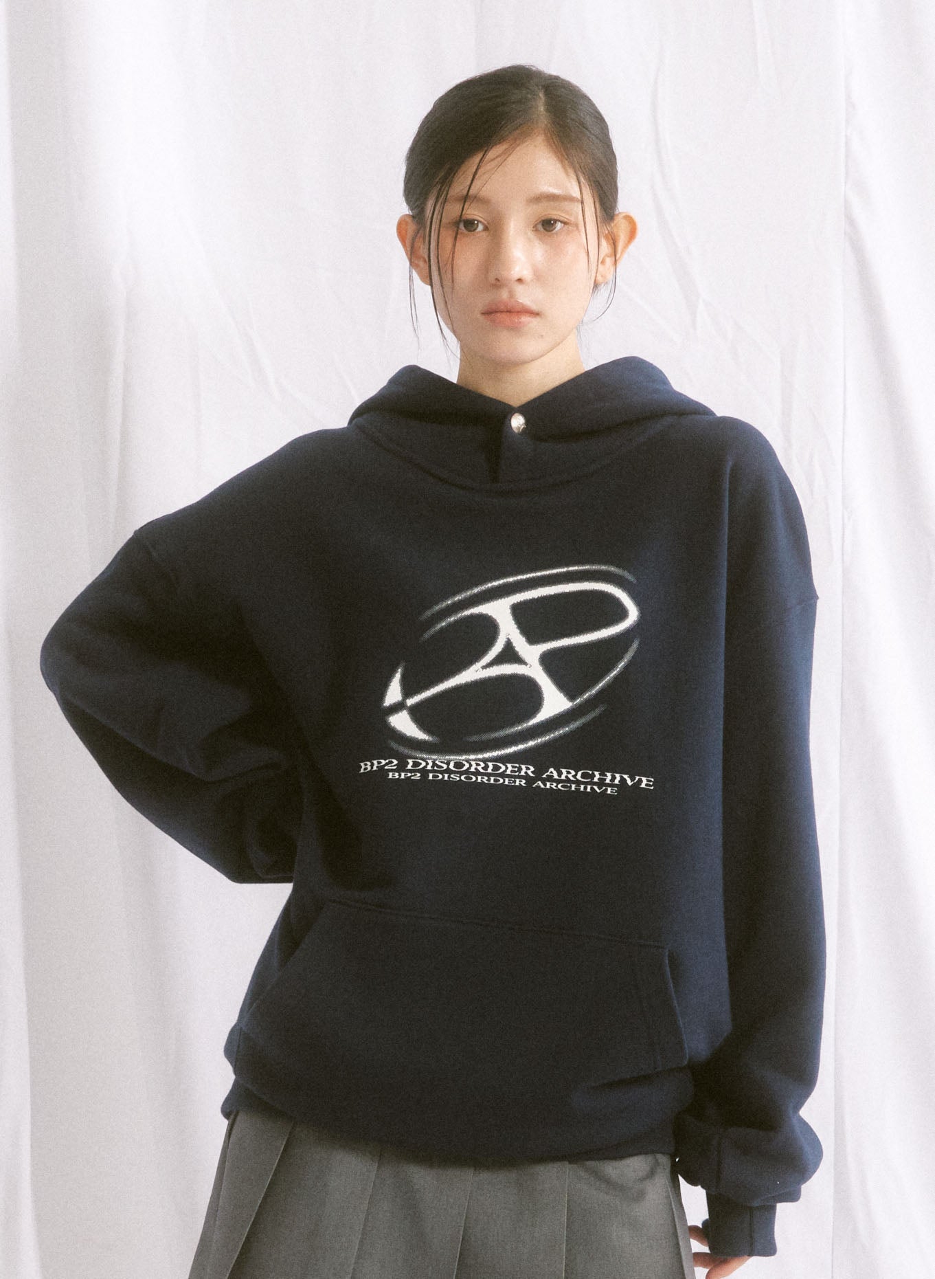 BIG GRAPHIC LOGO OVERFIT HOODIE NAVY