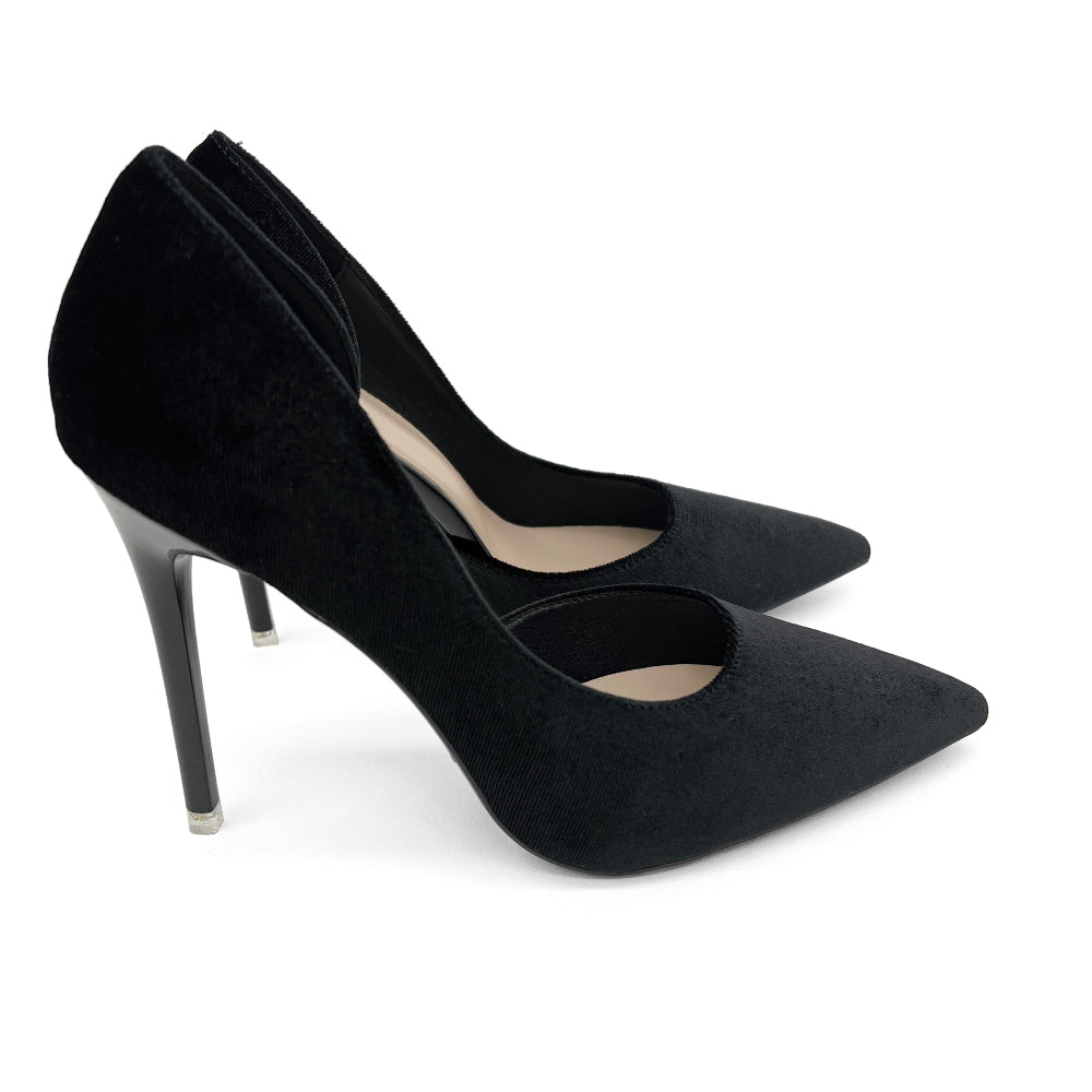 Velvet side off stiletto hill (Black)