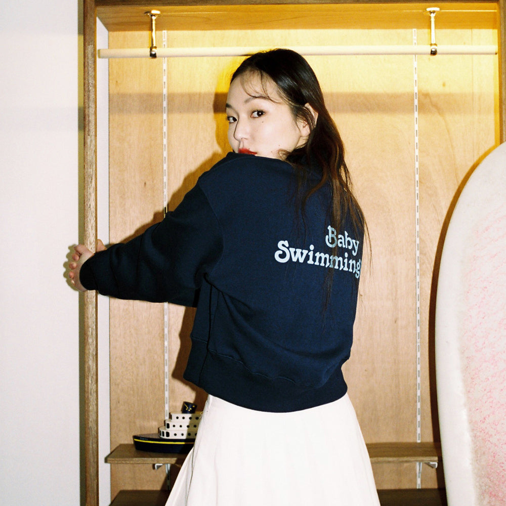 [Call me baby] Baby Swimming Club Half-Zip Pullover (Navy)