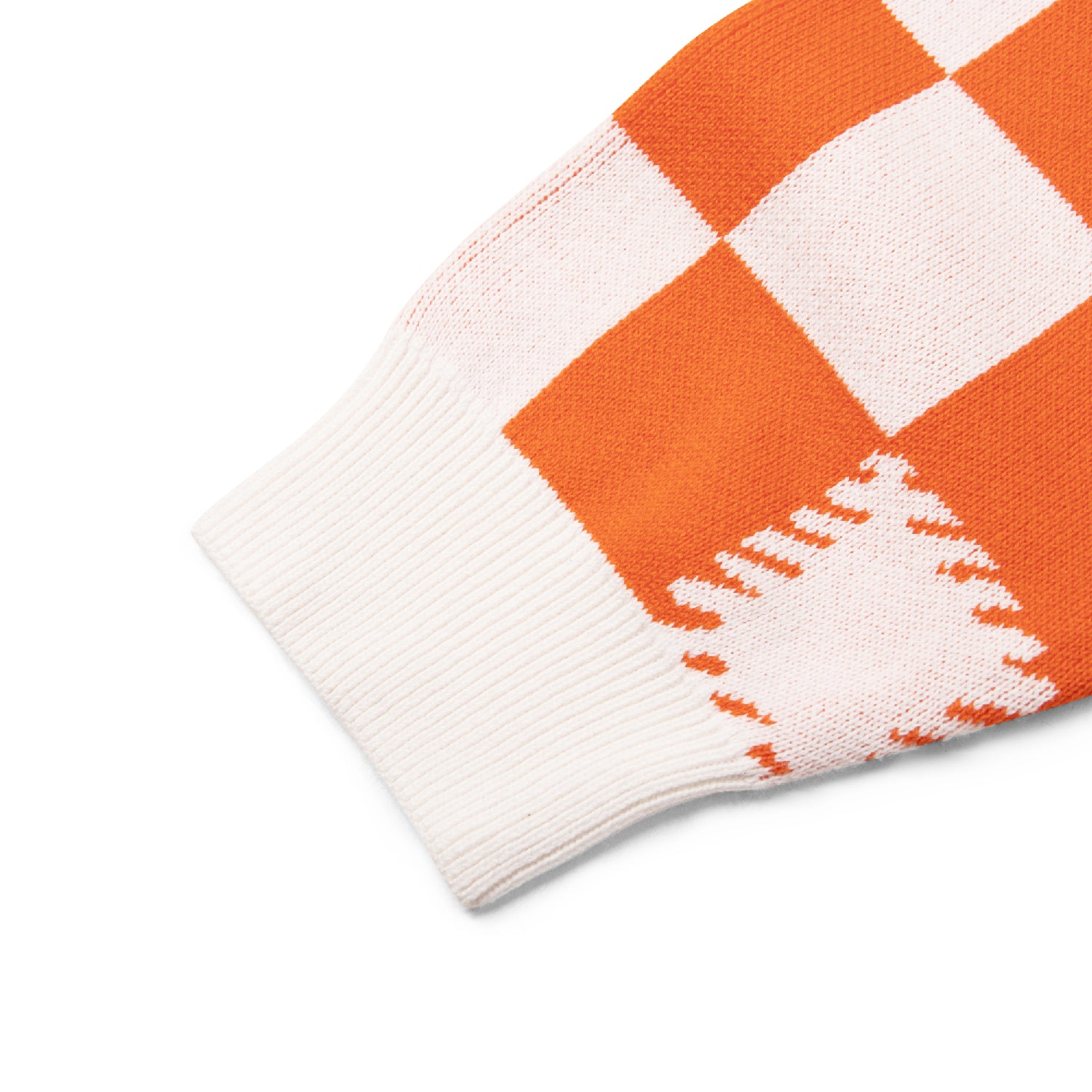 Checkerboard Knit Cardigan - Orange