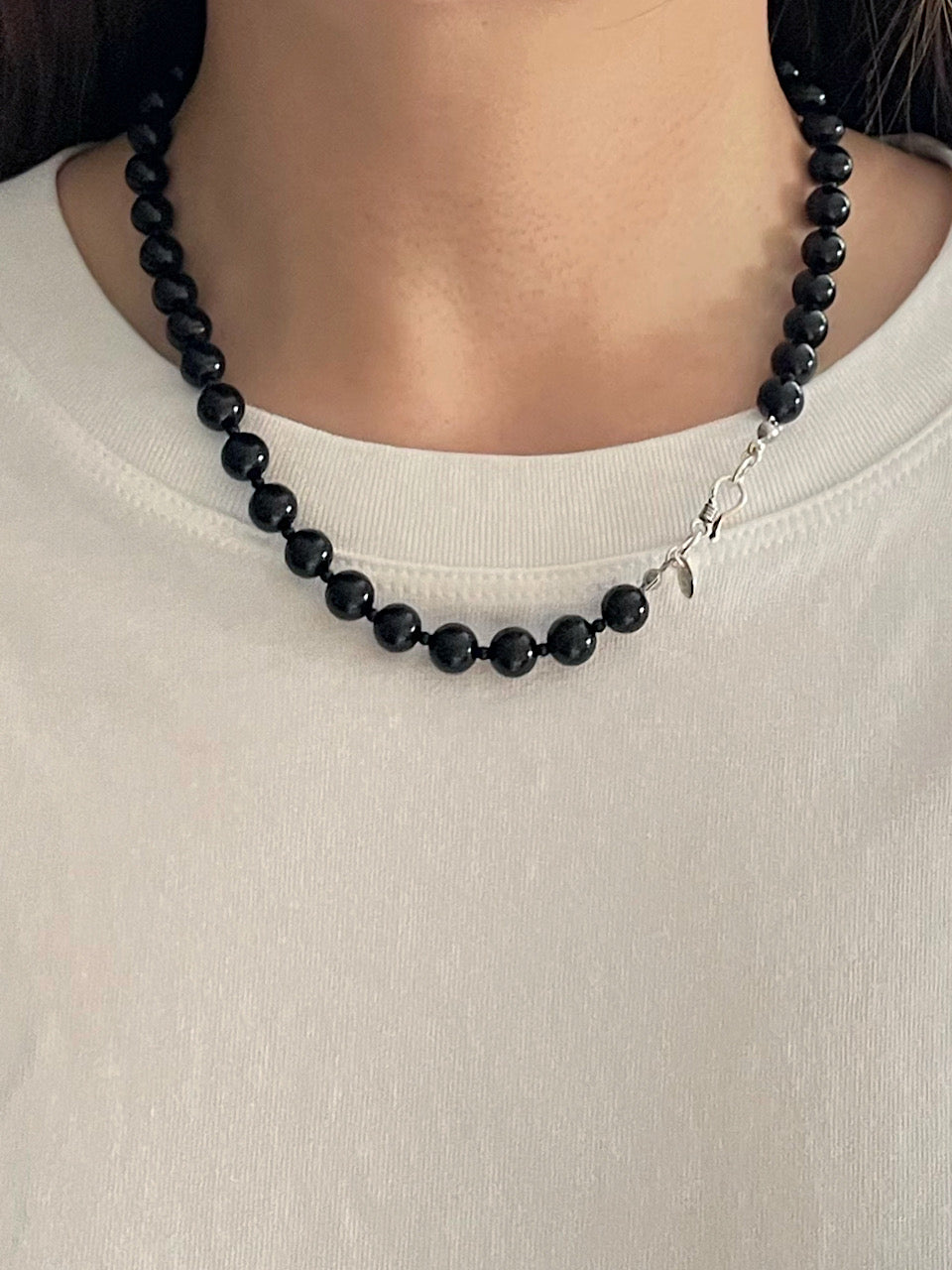 [Silver925] oar Classic 8mm Onyx Necklace [45cm]