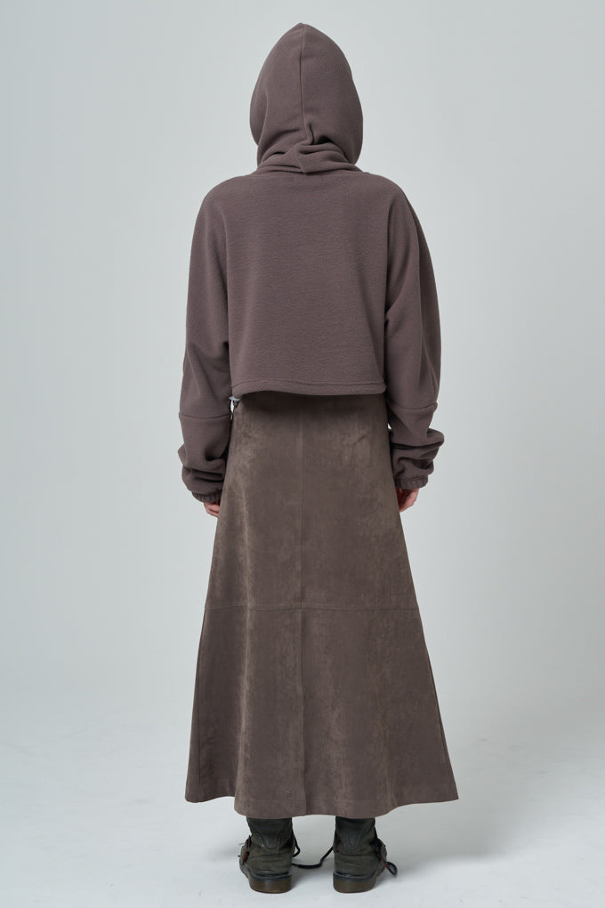 Suede long skirt_brown