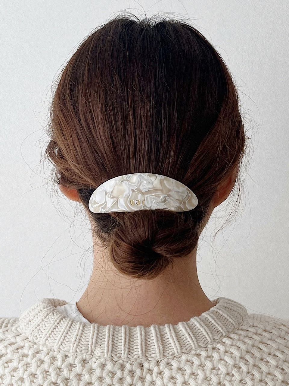 oar Classic Big Marble Barrette [Ivory]