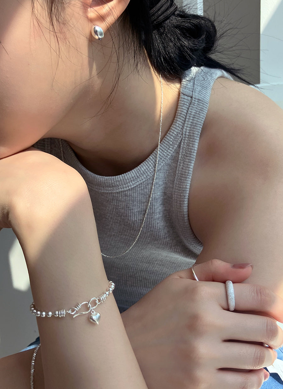 [92.5silver] hook heart bracelet