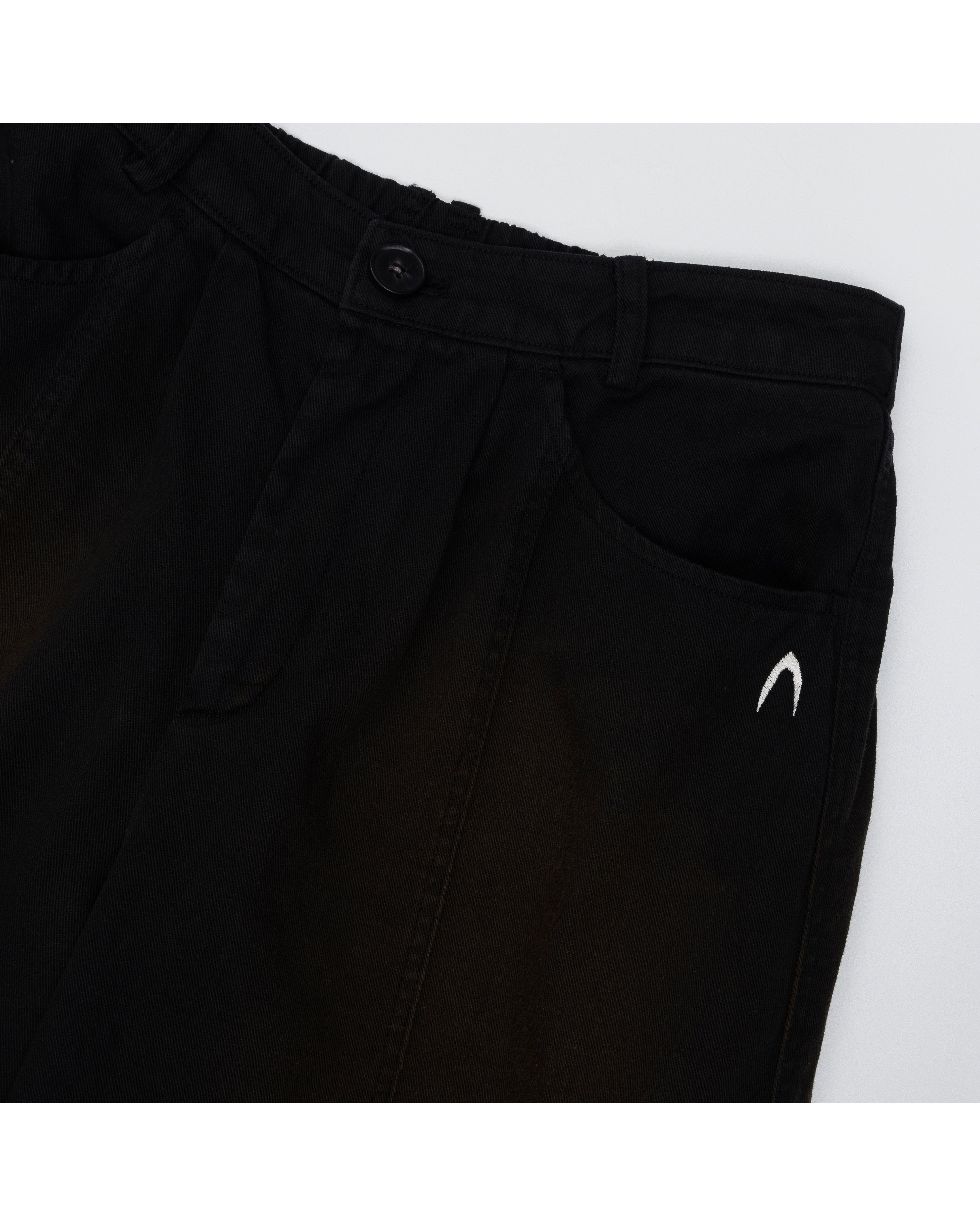 Knee Pin-tuck Wide Cargo Pants (Washed Black)