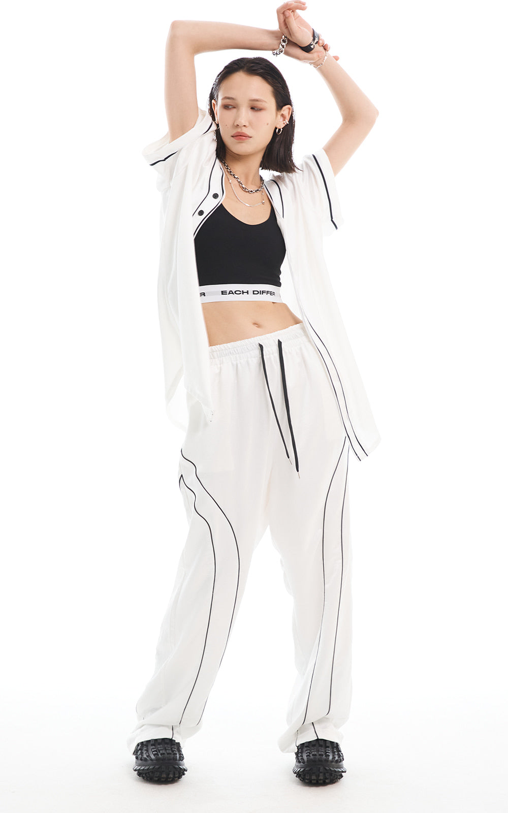 SATIN LINE PANTS_WHITE