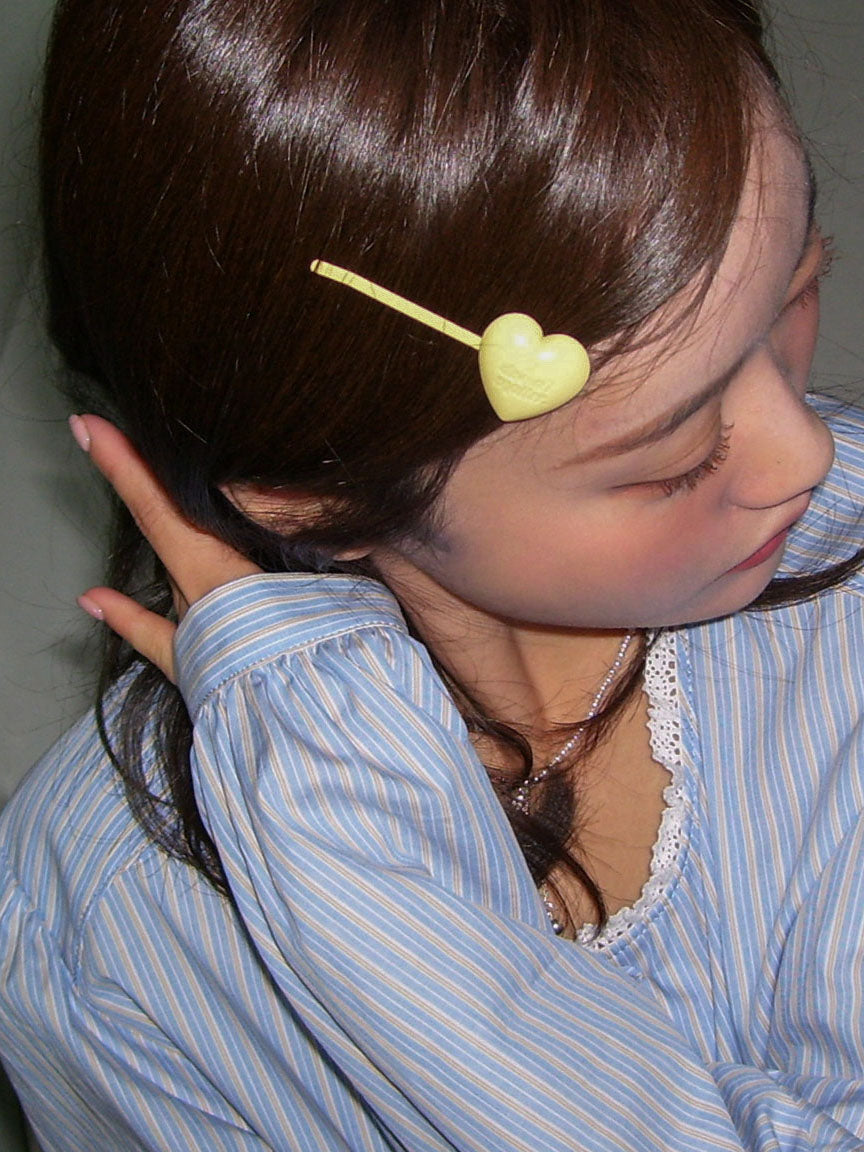 Girls heart hair pin (Butter) 