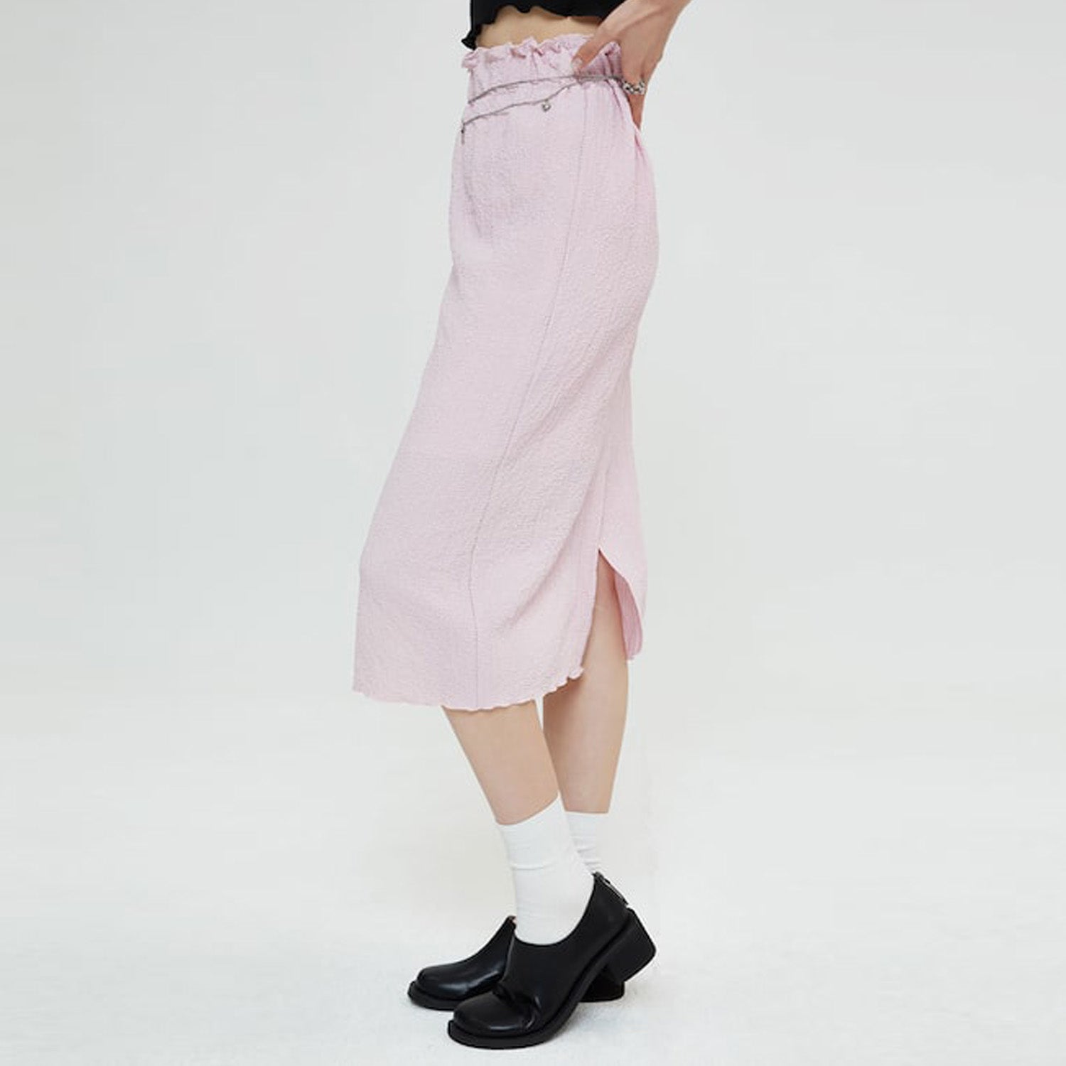 RELAXED SEERSUCKER SKIRT (LIGHT PINK)